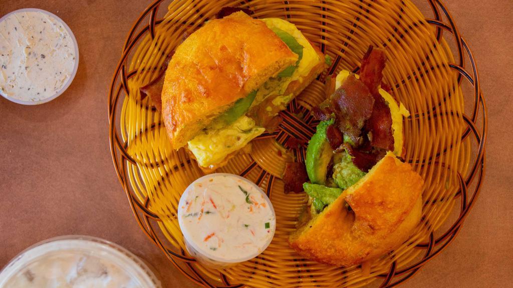 The Sonora Fiesta · Egg with jalapeños slices, cheddar cheese, bacon, avocado & a side of our authentic sonoran salsa.