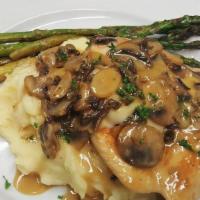 Chicken Marsala · TWO PAN SEARED CHICKEN BREASTS SAUTÉED WITH MUSHROOMS AND CAPERS IN A CREAMY MARSALA SAUCE. ...