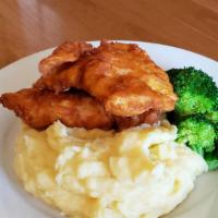 Grandma Banning'S Fried Chicken Dinner · FRESH DIPPED SEASONED AND BATTERED CHICKEN BREAST, DEEP FRIED TO A GOLDEN BROWN, SERVED WITH...