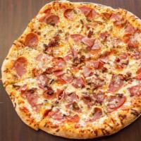 Meat Addicts · Pepperoni, sausage, salami, ham and bacon.