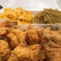 Fried Shrimp ＆ Whiting · 1/2 lb of Fried Shrimp and 2 pcs of flounder .  Comes  with 2 Sides.
