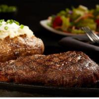 Rib Eye (13 Oz) · Well-marbled, tender, juicy, and delicious. Choice of side included.