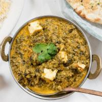 Saag Paneer · Homemade cheese and spinach sautéed with a touch of cream and curry sauce. A must in every I...