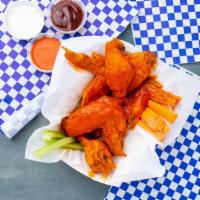 Wings Combo (6 Pieces) · Available traditional or boneless. Served with ranch or blue cheese. Served with soft drink ...