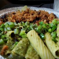 Sizzlin’ Skillet Jalapeno Pesto Mac ＆ Cheeze · Fresh jalapenos are called to spice up this creamy pesto that works with our house-made vega...