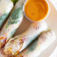 Rice Paper Rolls · Fresh rice paper roll filled with fresh lettuce, carrot,bean sprout ,rice noodle. Served wit...