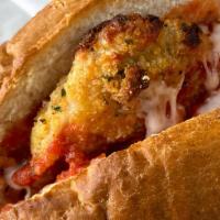 Chicken Parmigiana · baked Italian bread, breaded chicken breast & marinara sauce