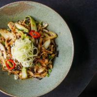 Mongolian Noodles · House-made egg noodles wok-fried with in a spicy Mongolian chili sauce, julienne vegetables,...