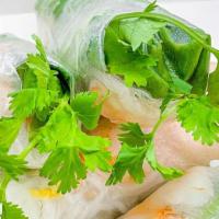 Fresh Spring Rolls · rice paper rolls with vermacelli noodles, lettuce, bean sprouts and choice of protein.  serv...