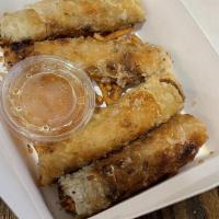 Crispy Egg Rolls · Vietnamese style fried egg rolls with pork and vegetables. served with sweet chili fish sauce