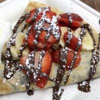 Nutty-Banana Crepe Or Waffle · Crepe or Waffle with our milk hazelnut chocolate and bananas.