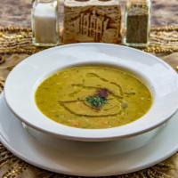 House Soup · Our house famous Red Lentil soup. Served with one warm Pita.
