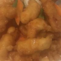 Sweet & Sour Chicken · White meat. Lightly battered chicken with pineapple, onions and bell peppers tossed in sweet...