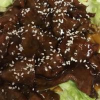 Teriyaki Beef · Beef covered in a mixture of soy sauce, brown sugar, ground ginger, garlic powder and honey.