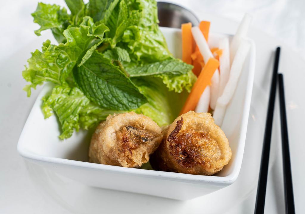 Crispy Rolls (2) · Pork and shrimp, ear mushroom, bean thread noodles, and fish sauce vinaigrette dipping.