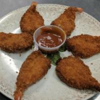 Fantail Shrimp · 6 pieces. Six large butterflied, breaded prawns served with our In house hot mustard cocktai...