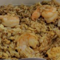 Shrimp Fried Rice · Yellow onions and shrimp.