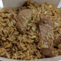 Beef Fried Rice · Yellow onions and beef.