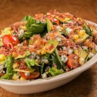 Blt Chopped Salad · Who needs a sandwich? Bacon, avocado, grape tomatoes on a bed of chopped romaine lettuce and...