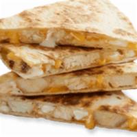 Three Cheese Chicken Quesadilla · Queso blanco, cheddar and a smoked cheese blend all on a flour tortilla. Served with Roasted...