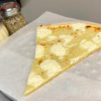 White Pizza Slice · Olive oil, garlic, ricotta & mozzarella.