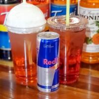 Double Red Bull Italian Soda 32Oz · Double 32oz. Red Bull Italian Soda  with two flavors, add extra for an additional charge.