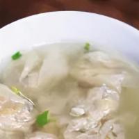 Wonton Soup · Bowl. Housemade Chinese dumplings with minced pork and shrimp filling in soup.