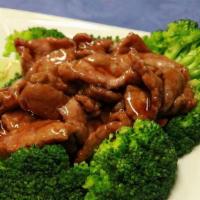 Beef With Broccoli · Stir fried tender beef and fresh broccoli in a ginger soy sauce.