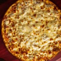 White Pizza · Olive Oil, Pizza Cheese, Garlic, Tomato and Ricotta.