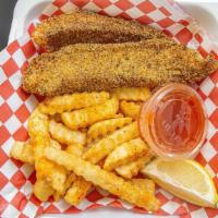 Deep Fried Catfish With Fries · 2 southern fried catfish made to perfection with a side of fries