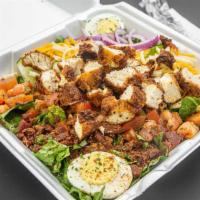 C'S Salad  · Romaine lettuce, tomatoes, red onion, cucumber, cheese, egg, bacon, add chicken