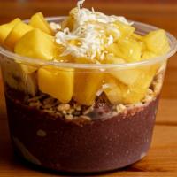 The Hawaiian (Bowl) · Acai/pitaya topped with granola, banana, mango, pineapple, coconut, and honey.  Calories 460...