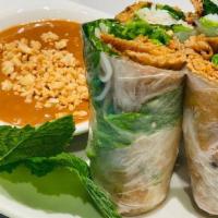 Bbq Spring Rolls · 2 pieces. Choices of charbroiled protein, vermicelli noodles and shredded lettuce wrapped in...