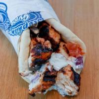 Chicken Souvlaki Wrap(Chicken Gyro) · Grilled chicken breast wrapped in pita bread with tomatoes, onions, and tzatziki sauce.