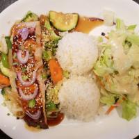 Wild Alaskan Salmon Teriyaki · SALMON ON TOP OF STIR FRY VEGE