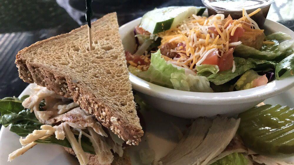 Turkey · Choose from toasted white, wheat, rye or sourdough bread. Prepared with Mayo, lettuce and tomatoes. Served with your choice of one of the following sides: French fries, coleslaw, small salad, or soup.