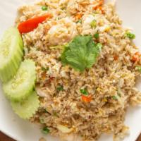 Crab Fried Rice · Crab meat, eggs, onions, scallions.