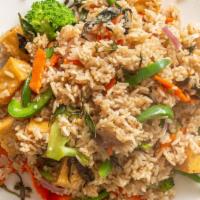 Basil Fried Rice · Broccoli, carrots, bell peppers, onions, basil.