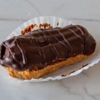 Eclair · French pastry filled with pastry cream and covered in ganache.
