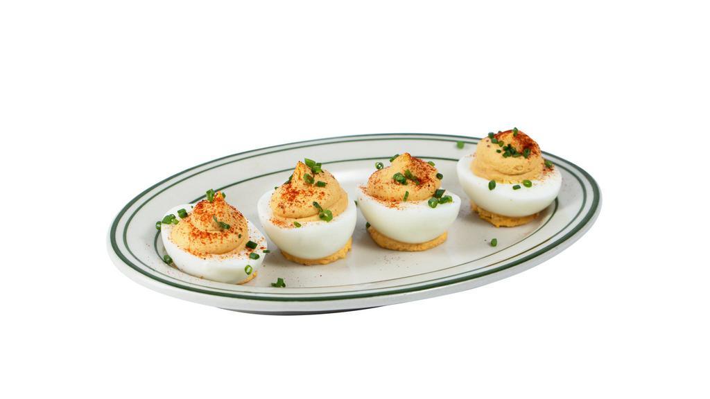 Deviled Eggs · Add bacon or jalapeno for an additional charge.