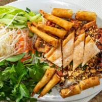 Pho Hau Grilled Combo · Grilled pork, grilled chicken, crispy shrimp and pork paste, tempura shrimp and egg rolls se...