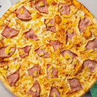 Hawaii Baby Pizza · Pineapples, ham and mozzarella cheese  baked on a hand-tossed gluten free 10 inch dough.