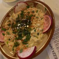 Baba Ghanoush (Vegas, Gluten Free) · Grilled eggplant, lemon juice garlic and sesame oil.