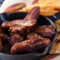 Rib Tips & Fries · Meaty portions of pecan wood smoked pork rib tips, fries and pita bread. Served with HopsnDr...