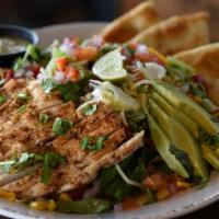 Avocado Chicken Salad · Grilled Cajun chicken breast, cheddar & pepper Jack cheese, Baja veggies, tomato, red pepper...