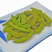 Edamame · Boiled and salted soy beans.
