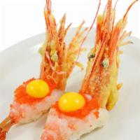 Shrimp Boat · Amaebi sweet shrimp and quail egg.