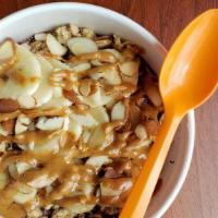 Nutty Bowl · BASE BLEND: Organic Acai, Almond Milk, Apple Juice, Peanut Butter, Bananas, Strawberries, Fl...