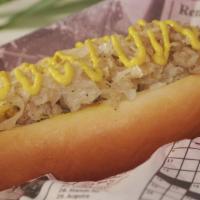 Kraut Dog · Butter sauteed sauerkraut, 1/4 lb All Beef hot dog.