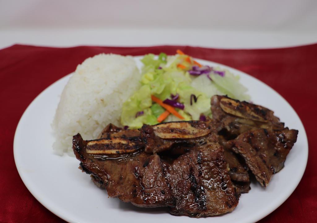 T6 Beef Short Ribs · Comes with steamed rice and salad.